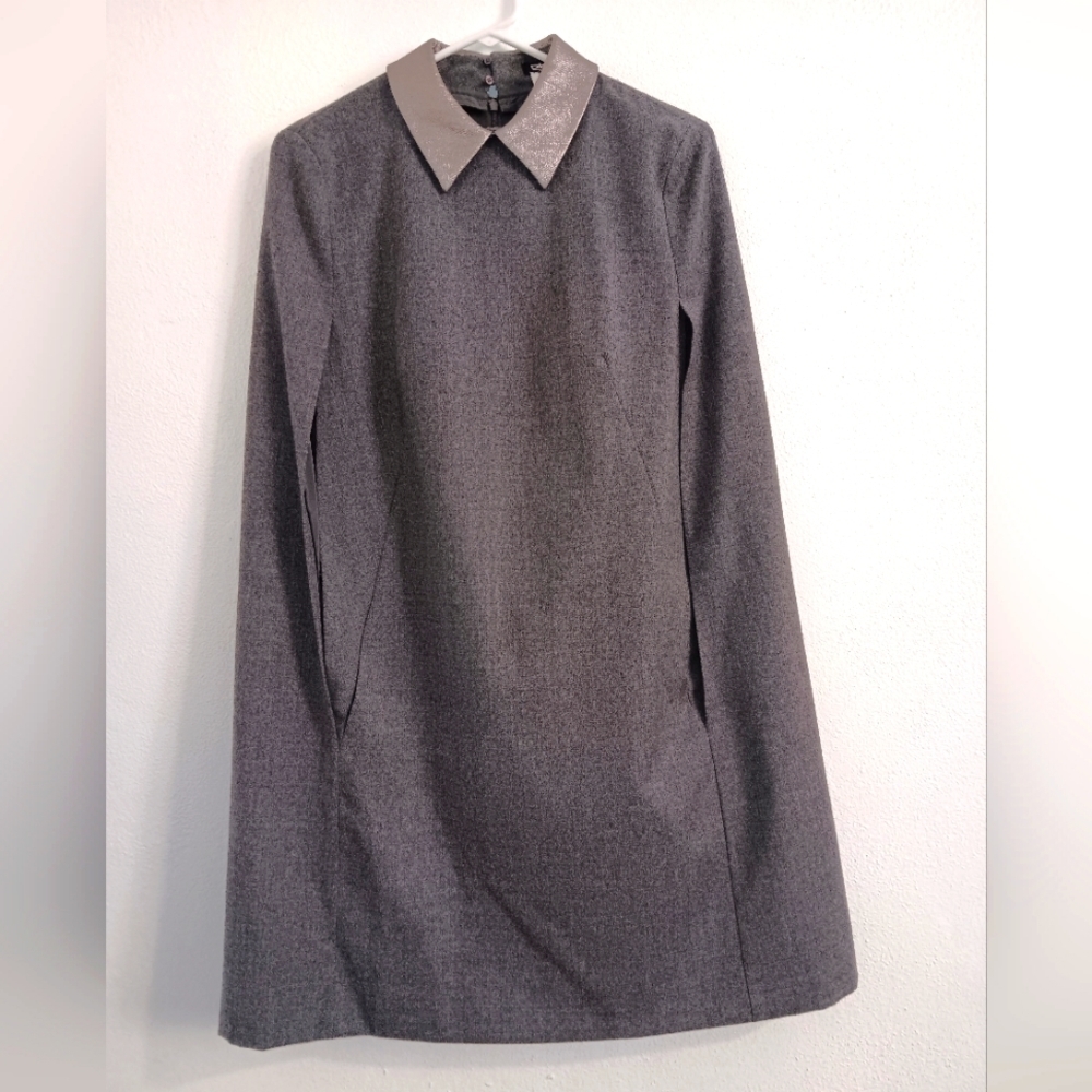 DKNY gray/silver cape dress with removable slip women's size M/L